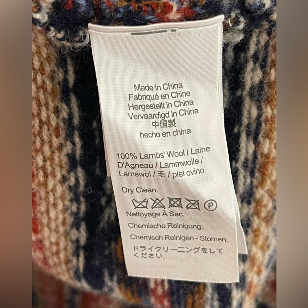 J. Crew Lambswool Sweater in Red, Blue, and Cream - Picture 4 of 6
